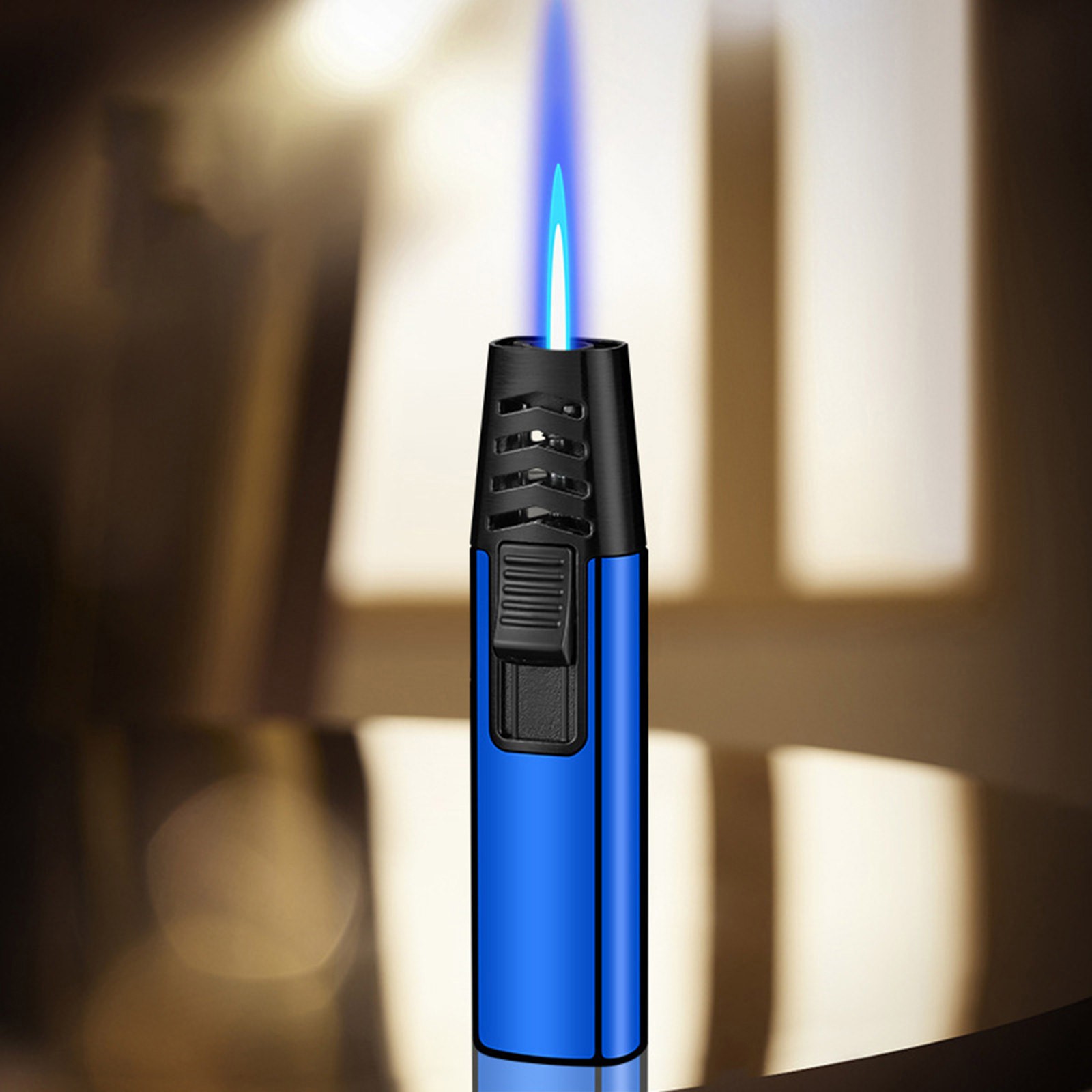 Mini Torch Lighter Fireblaze Electric Lighter 3.7 Inch Windproof Pocket Lighters Refillable Butane Lighters for Candles Outdoor Camping Fireplaces Gas Stove BBQ Survival Gear